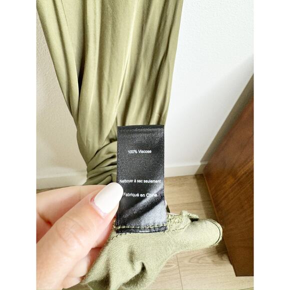 ASTR the Label Valinda Olive Green V Neck Ruched Slip Dress Medium - Picture 8 of 8